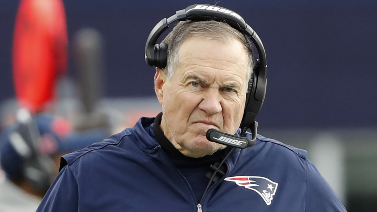 Patriots coach Bill Belichick scowls